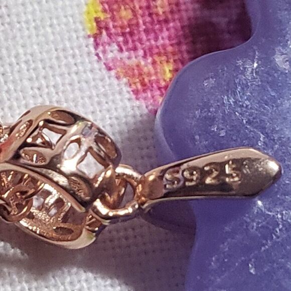 Purple Jade Carved Dragon Pendant Necklace in 14K Rose Gold/Sterling Silver - Picture 6 of 10